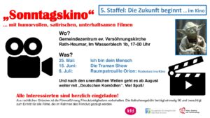 Mehr über den Artikel erfahren Sonntag, 25. Mai, 17.00 Uhr Sonntagskino. Gezeigt wird der Film „Ich bin dein Mensch“